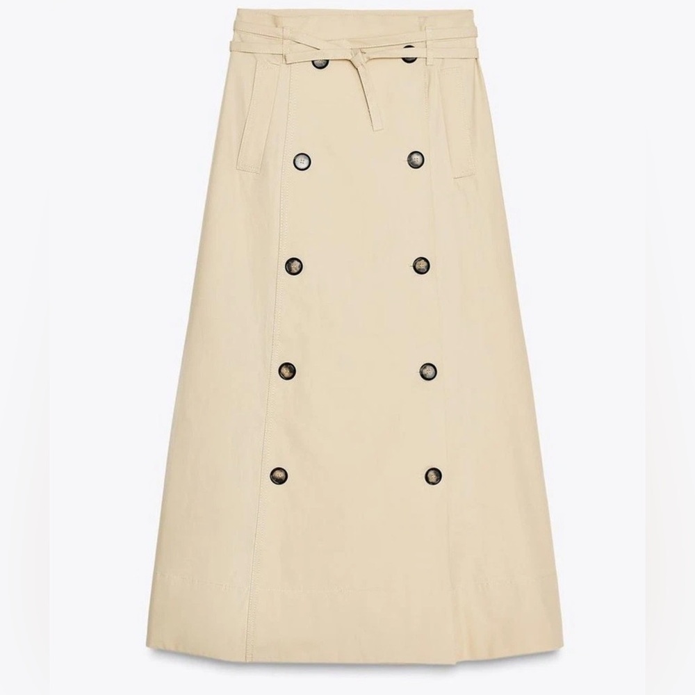 🔥🔥Zara Beige Button-Down Women's Skirt - Picture 5 of 6